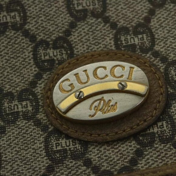 GUCCI GG Plus Supreme Shoulder Bag PVC Leather Beige Auth - Picture 9 of 15